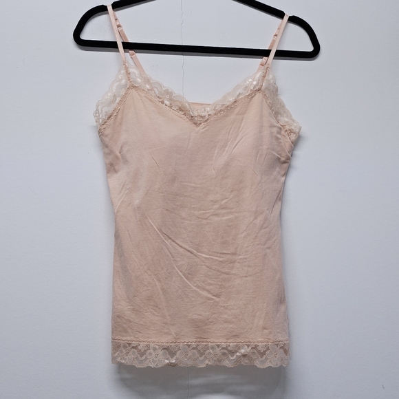 No Boundaries Lace Trim Cami Tank Top Y2K Large Coral Sand Romantic Feminine - Picture 1 of 10